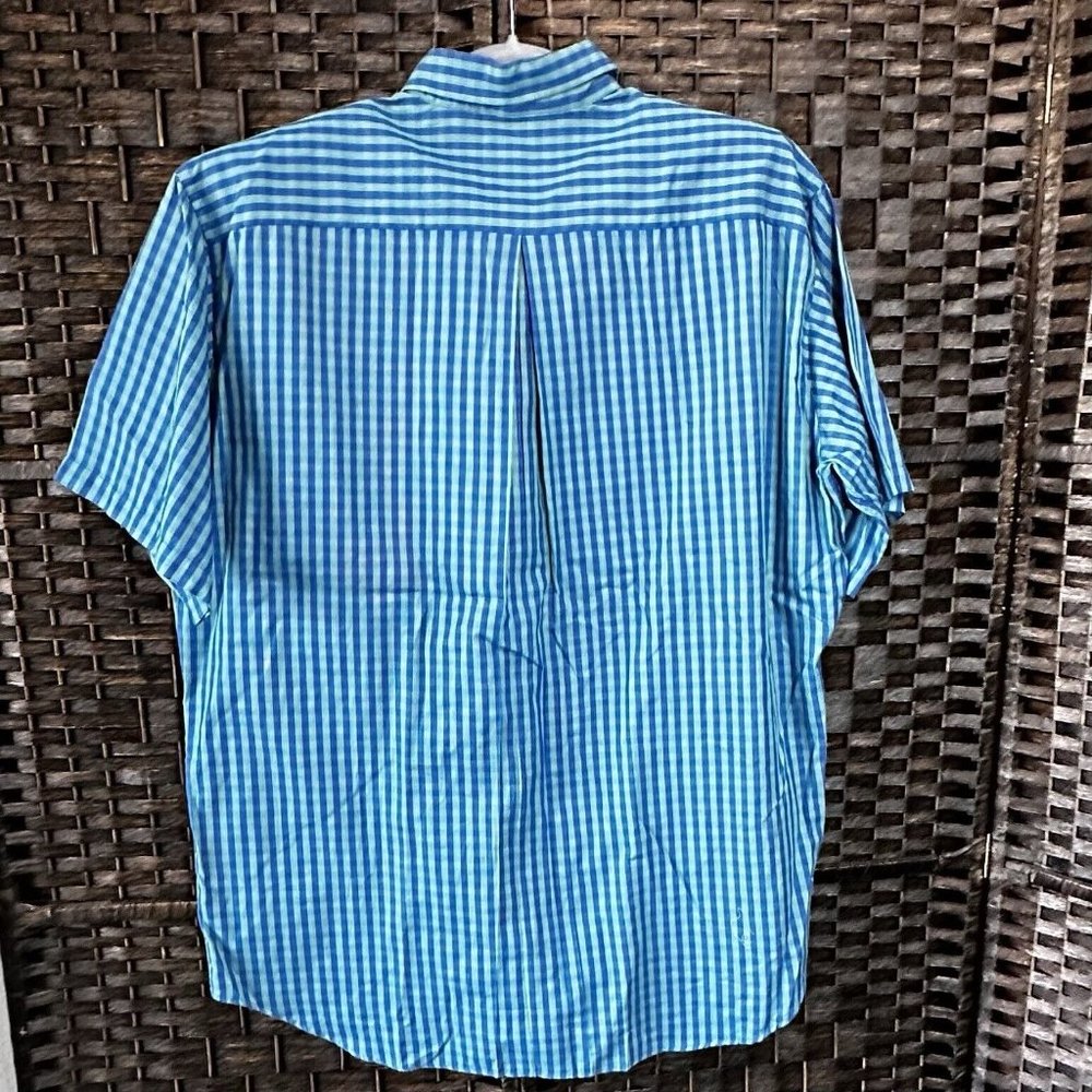 Bobby Jones Collection XXL Blue Green Checked Short Sleeve Cotton Shirt - Picture 4 of 4